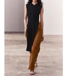 Zara Black Hooded Ribbed Knit Tunic